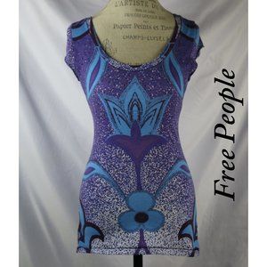 Free People Blue Floral Blouse S